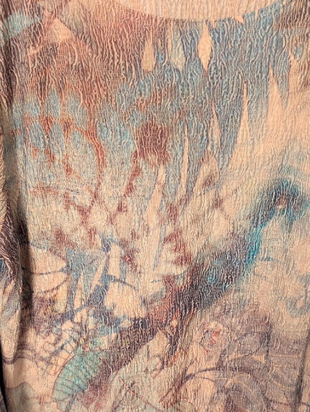 Like New Coldwater Creek Long Sleeve Scoop Neck Top in Tan and Blue 14/16 - Picture 5 of 11